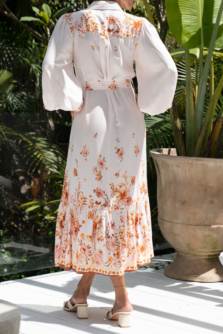 Amelisse Pink Floral Long Sleeve Midi Dress
