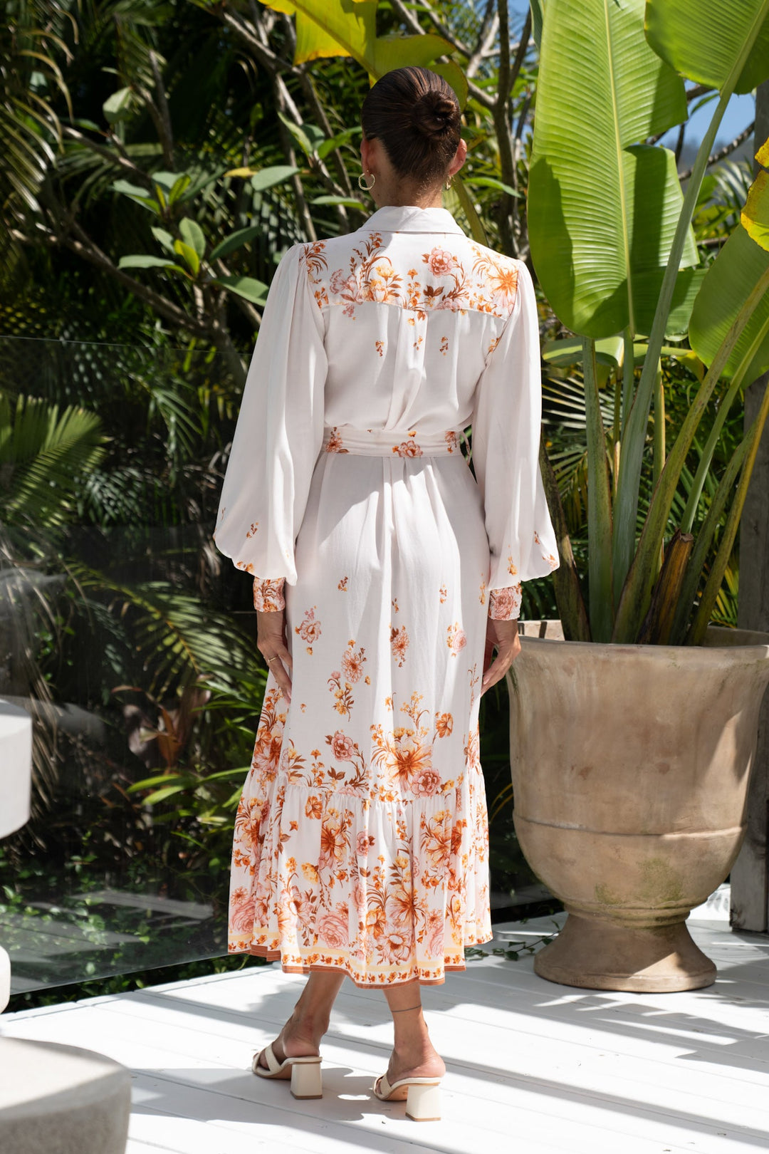 Amelisse Pink Floral Long Sleeve Midi Dress